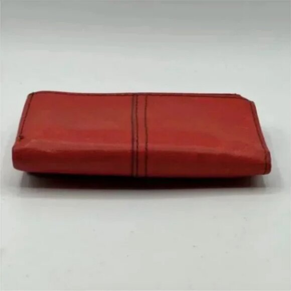 Fossil Vintage Leather Trifold Wallet Red Orange - Picture 3 of 9